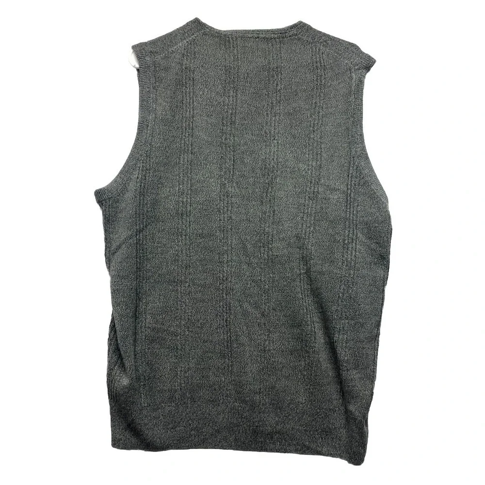 Dockers Vest Sweater Mens Large Gray Ribbed Chunky Knit Winter V Neck Pullover